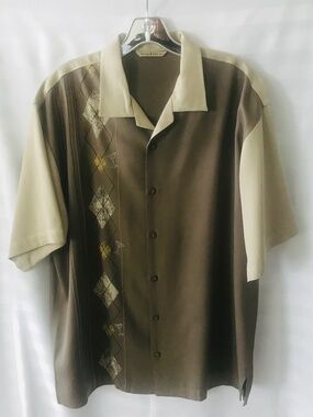 Tommy Bahama Embroidered Front Right Panel Silk Camp Shirt